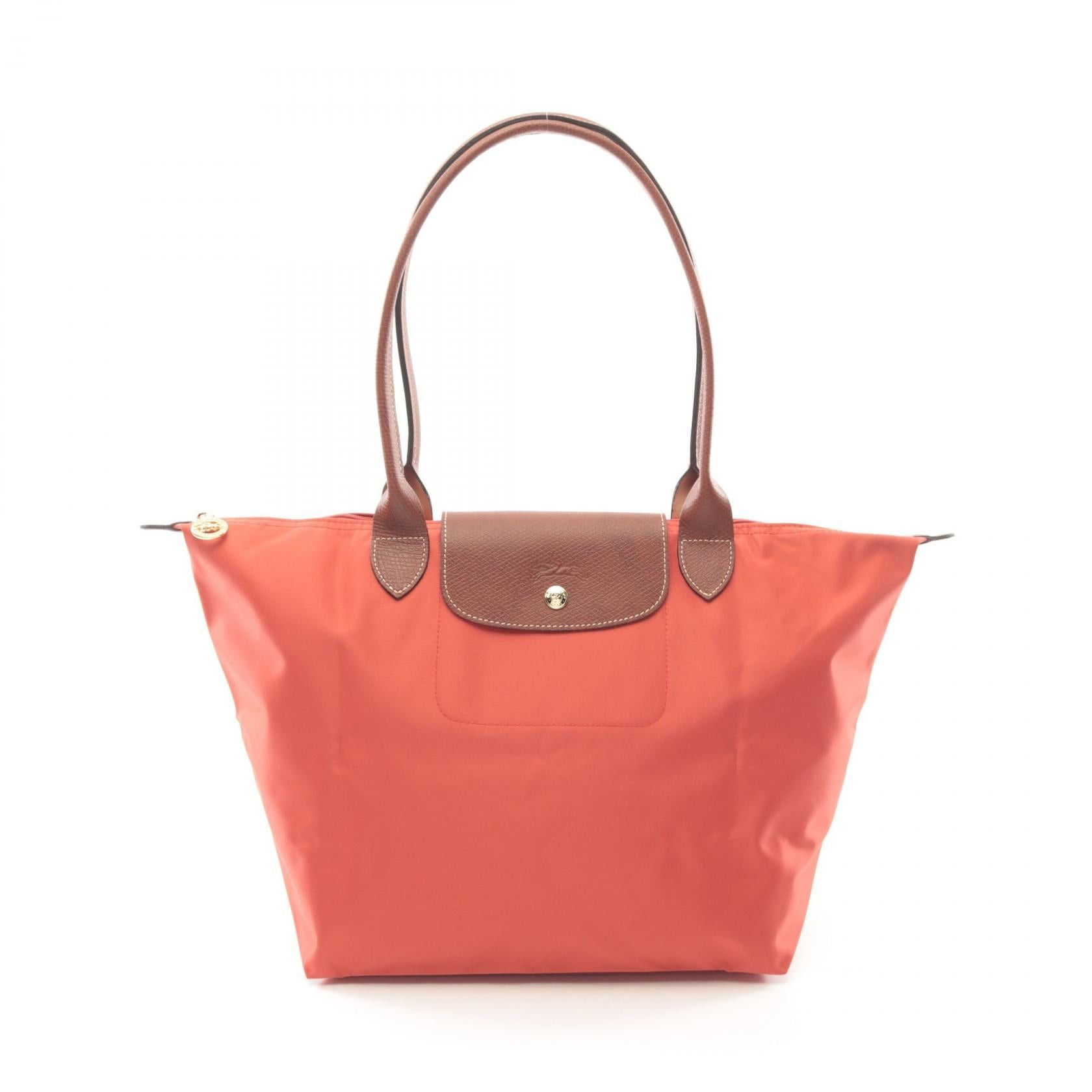 Longchamp Le Preage Original L Handbag Tote Bag Canvas Leather Brown Tomato