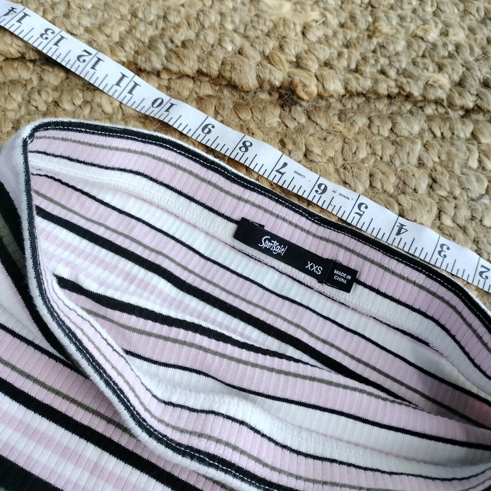 Designer Sportsgirl Skirt Pink High Waisted Striped Midi Bodycon Size 24" / US 00 / IT 34 - 7 Thumbnail