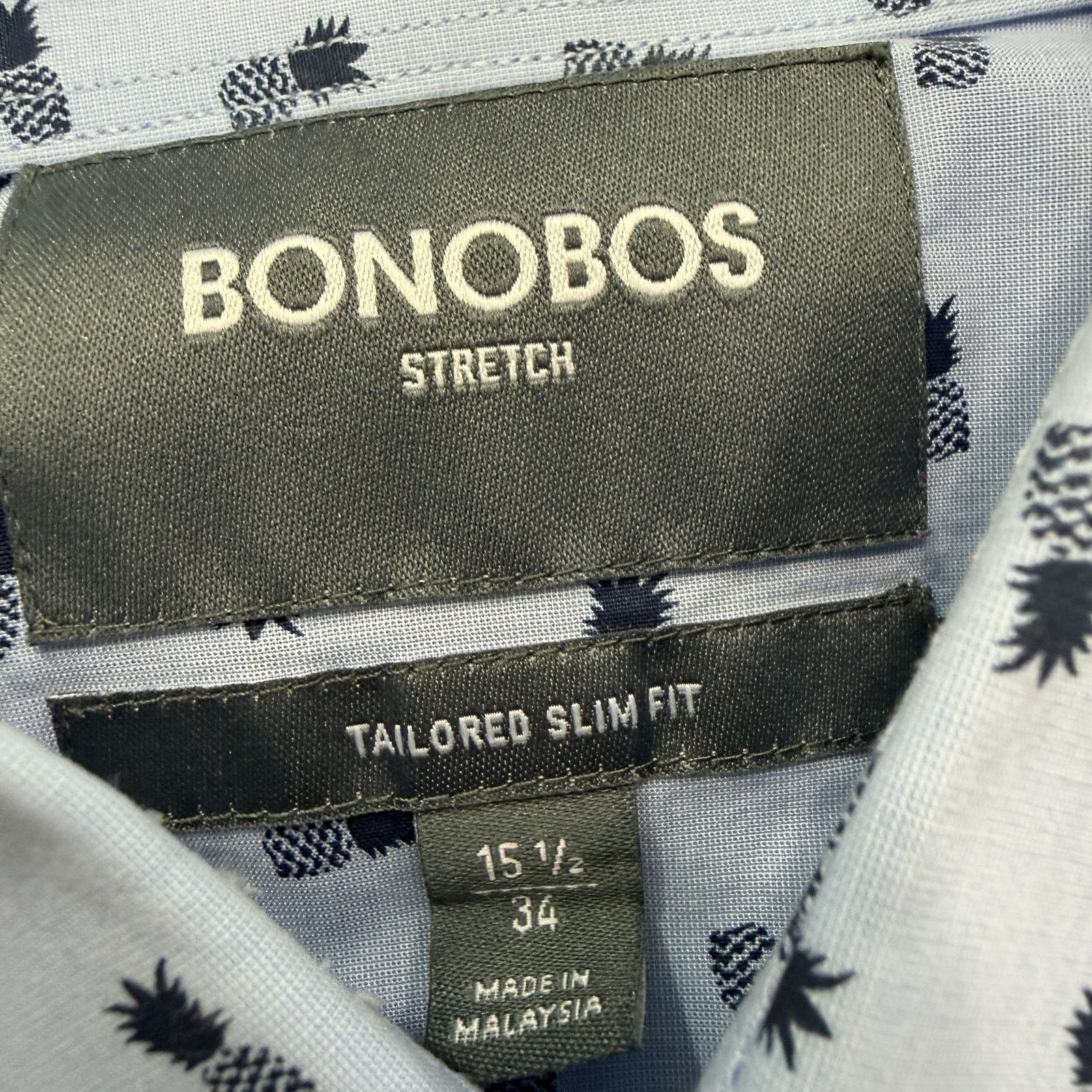Bonobos Bonobos Shirt Men's 15.5 - 34 Blue Pineapple All Over Print Size US M / EU 48-50 / 2 - 4 Thumbnail