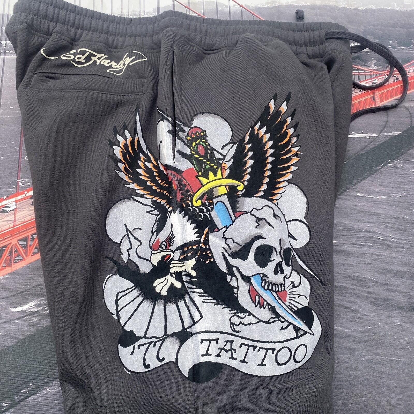 Ed Hardy Ed Hardy 77 Eagle Skull Mens Sweatpants Size Large Charcoal Size US 34 / EU 50 - 4 Thumbnail