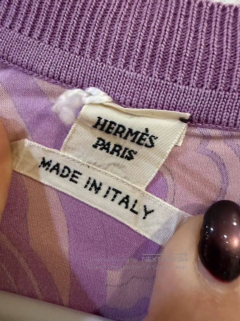 Hermes Hermes Purple knitted and silk short-sleeve top Size S / US 4 / IT 40 - 3 Thumbnail