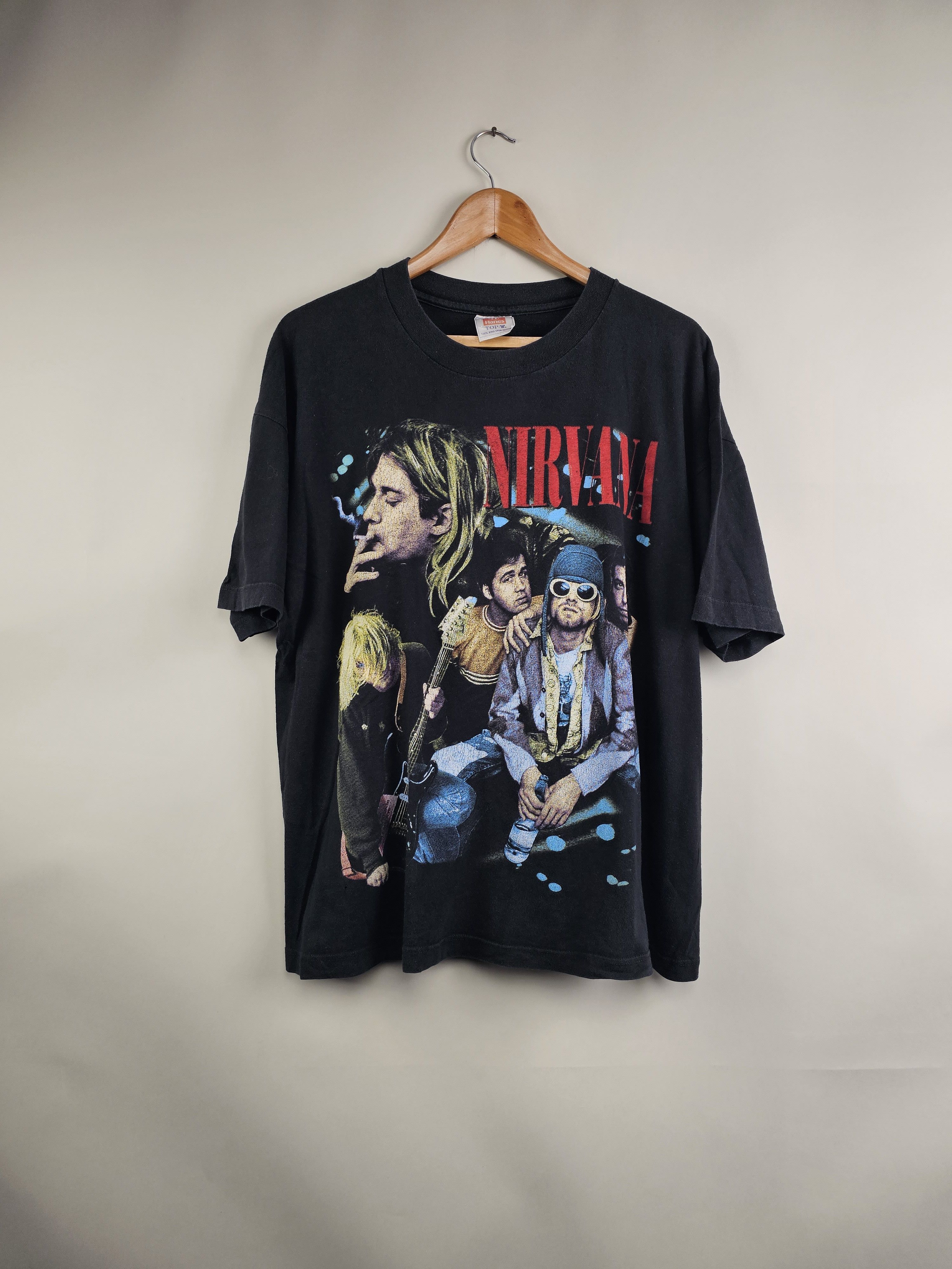 image of Band Tees x Nirvana 90's Nirvana Vintage T Shirt Kurt Cobain Live XL 23.5" 27" in Black, Men's