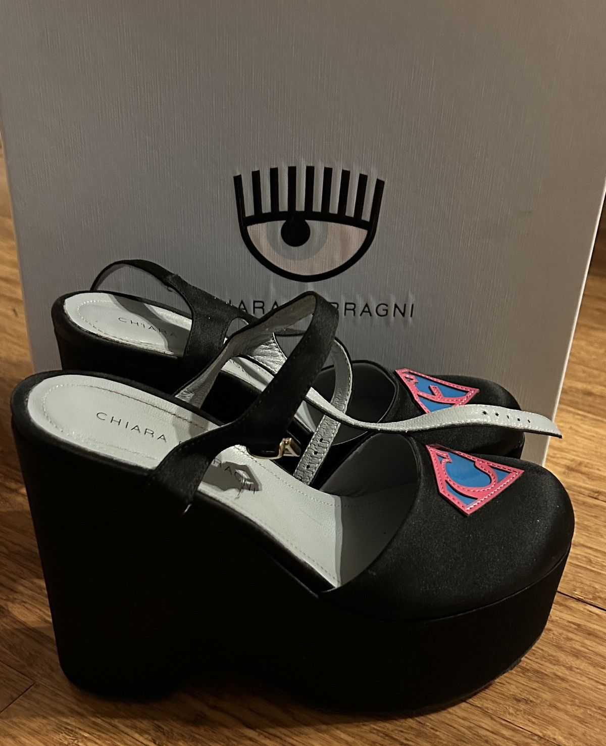 Chiara Ferragni Chiara Ferragni Black Satin Platforms Size US 9 / IT 39 - 1 Thumbnail