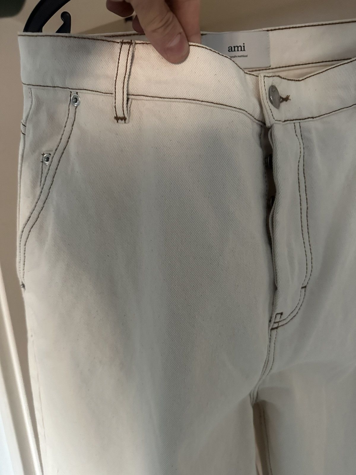 AMI Ami Paris raw canvas wide leg pants Size US 33 - 3 Thumbnail
