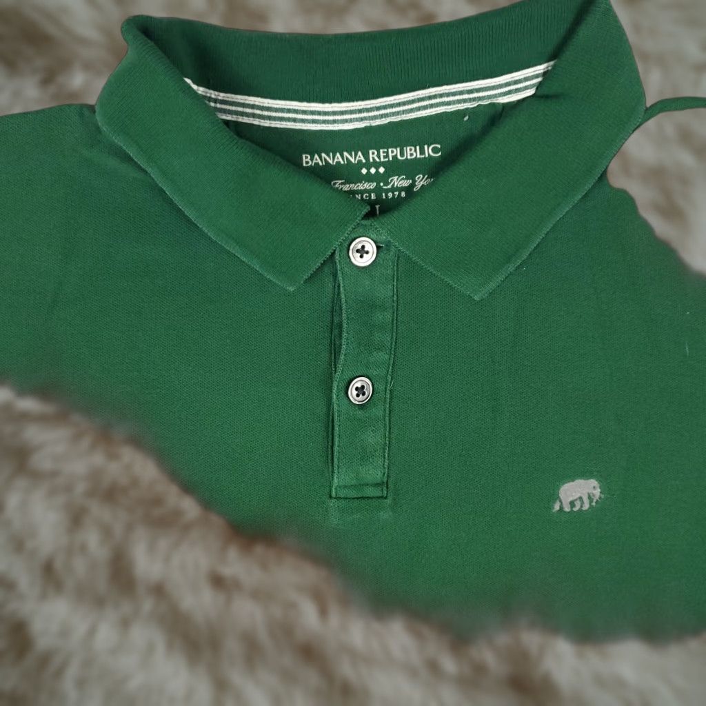 Banana Republic Banana Republic Polo Shirt Mens Large Green Solid Short Sleeve Button Collar Polo Shirt Mens Large Green Classic Preppy Casual Sports 90s? Size US L / EU 52-54 / 3 - 1 Thumbnail