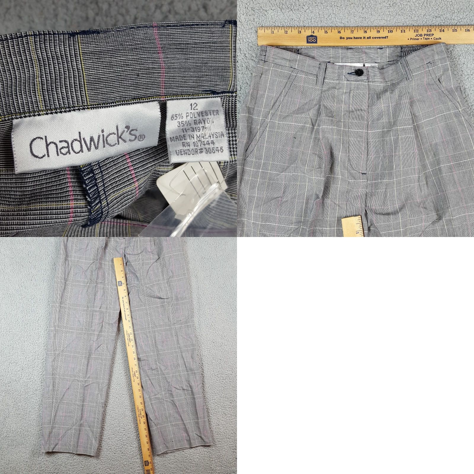 Vintage VINTAGE Chadwicks 90s Plaid Golf Pants Womens Size 12 Relaxed Fit Gray Retro Bohemian Size 34" / US 12 / IT 48 - 8 Thumbnail