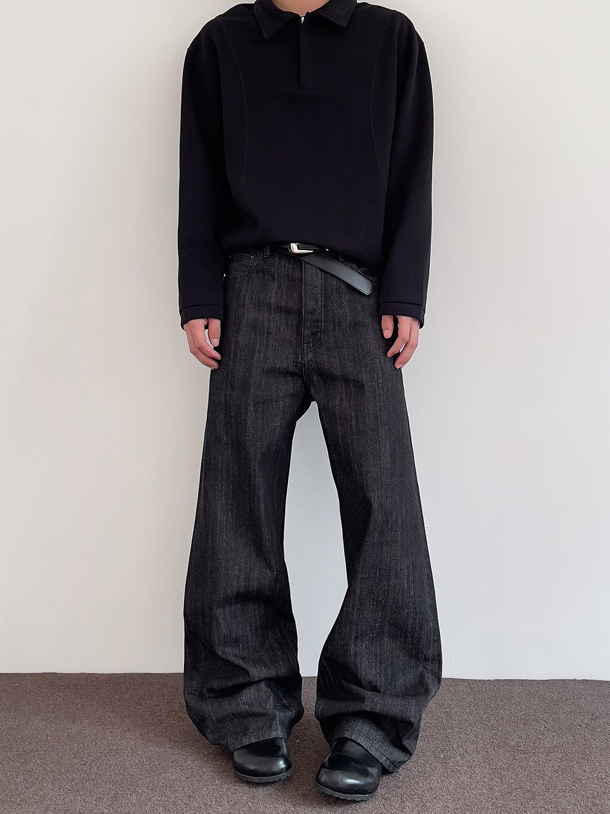 Japanese Brand Oversized Wide Leg Dark Wash Raw Denim Jeans Size US 28 / EU 44 - 3 Thumbnail