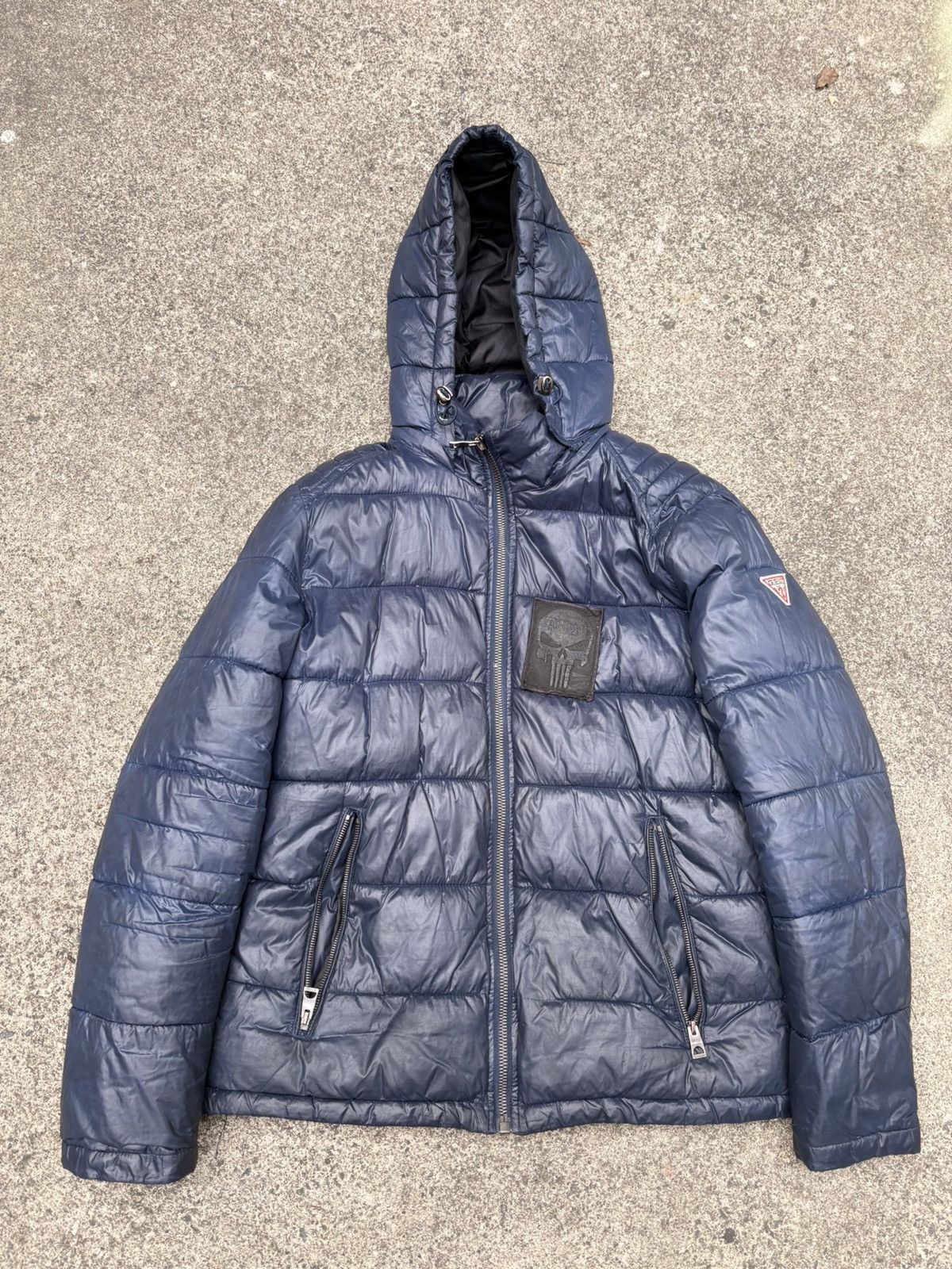 Guess Guess Hooded Puffer Jacket Custom Rework Punisher Patch Size US XL / EU 56 / 4 - 2 Thumbnail