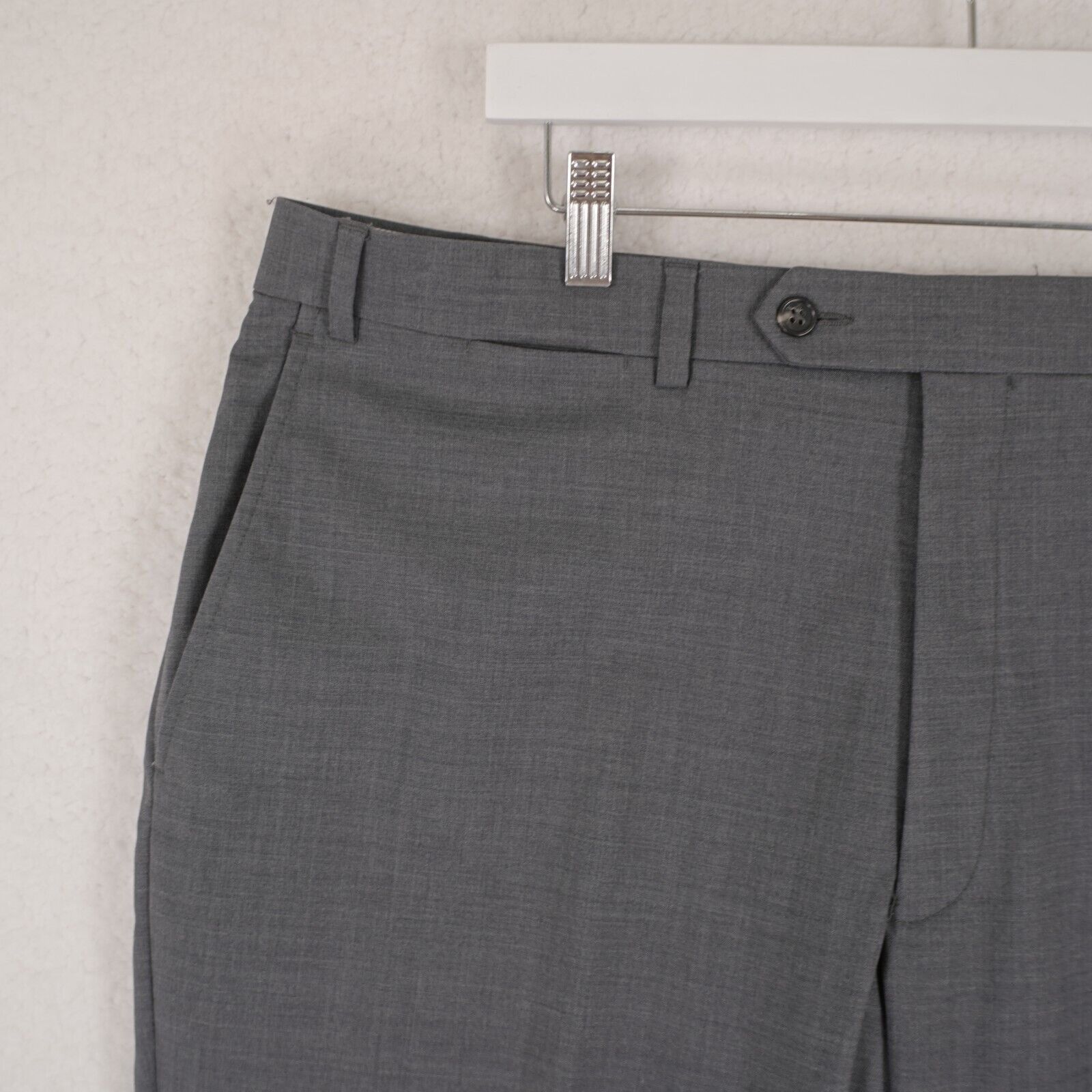 Hart Schaffner Marx Hart Schaffner Marx Wool Spandex Gray Flat Front Mid Rise Dr Size 38R - 2 Thumbnail