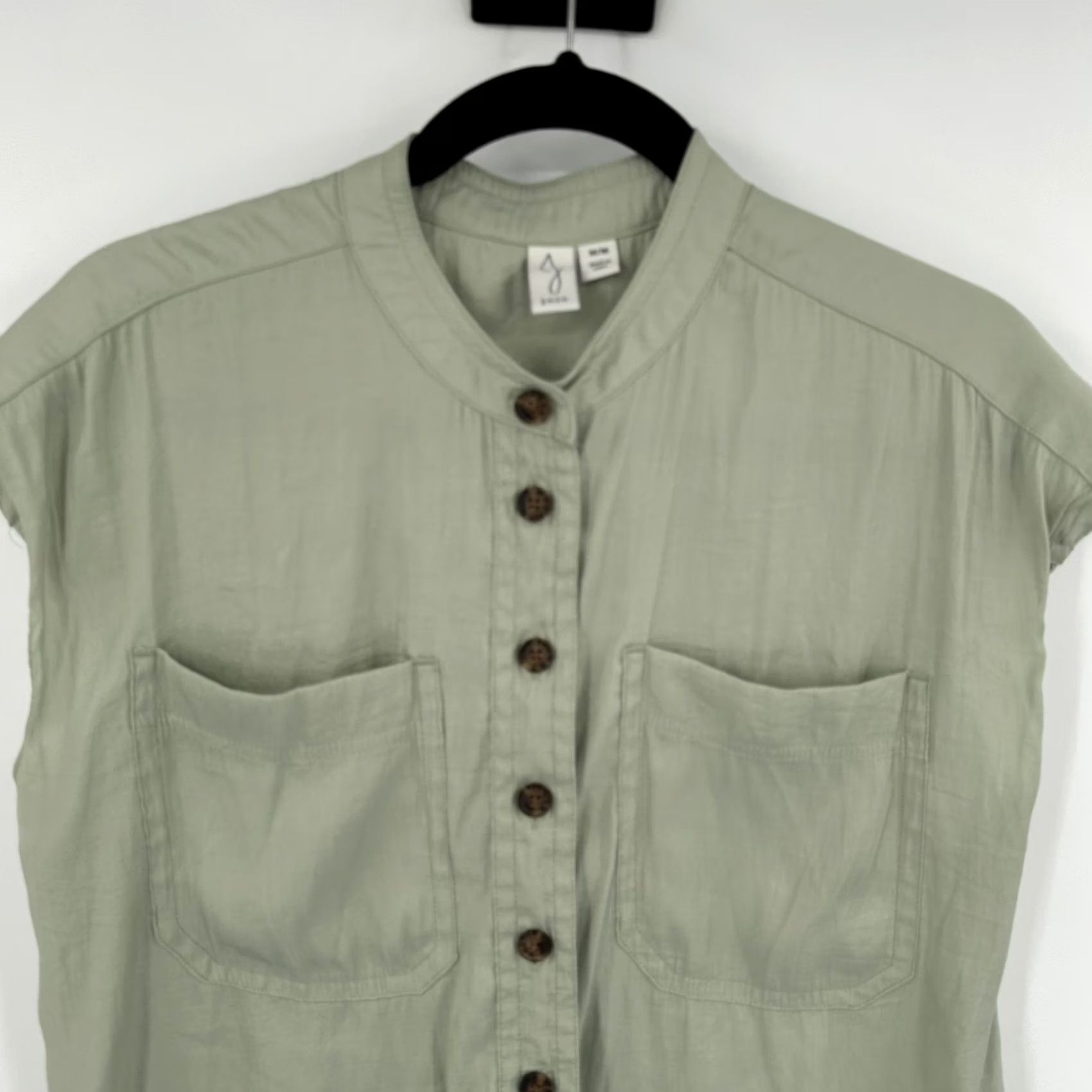 Joie Joie Shirt Womens Medium Button Front Short Sleeve Pockets Relaxed Fit Casual Sage Green Size M / US 6-8 / IT 42-44 - 2 Thumbnail