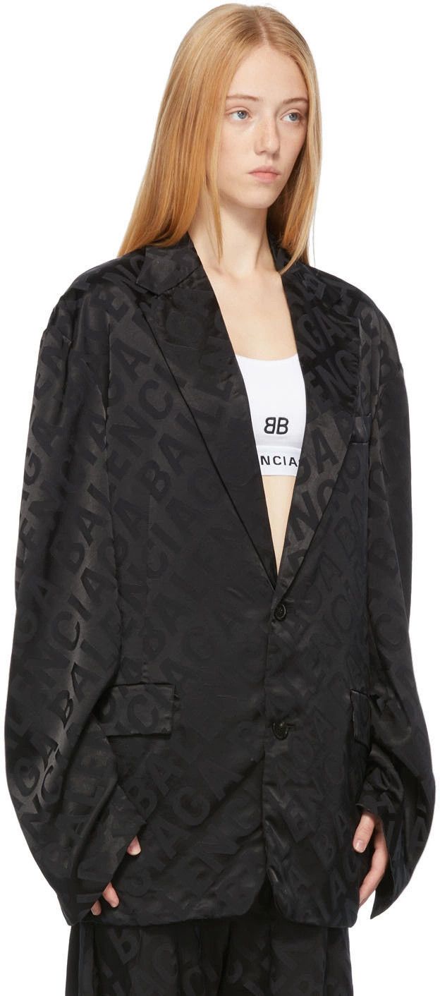 Balenciaga o1in1g1024 Large Allover Logo Fluid Jacket in Black Size XS / US 0-2 / IT 36-38 - 4 Thumbnail