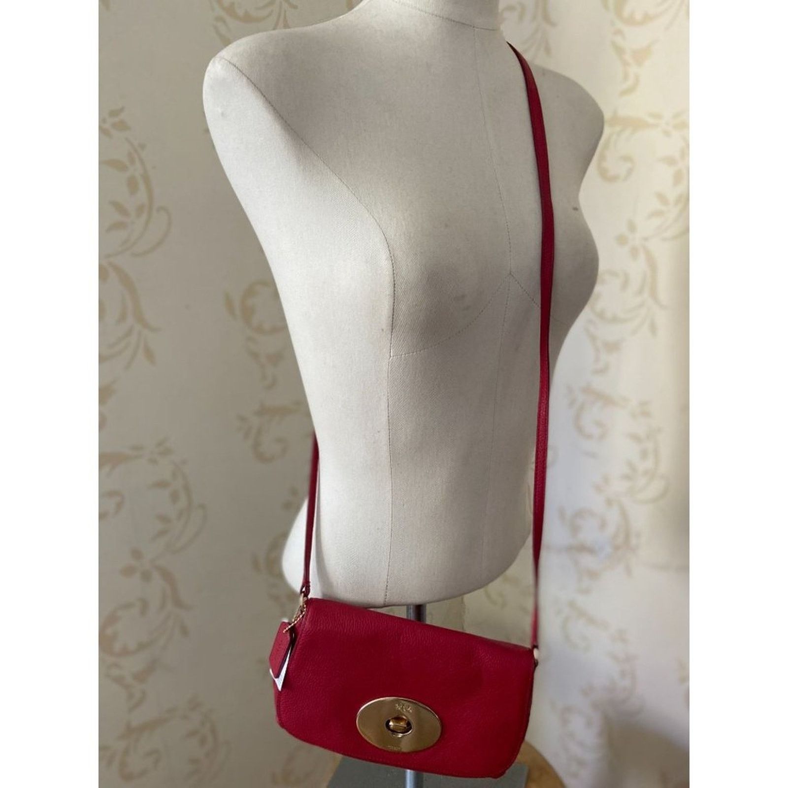 Coach New NWT Coach Red Leather Brass Turn Lock Crossbody Handbag Size ONE SIZE - 2 Thumbnail