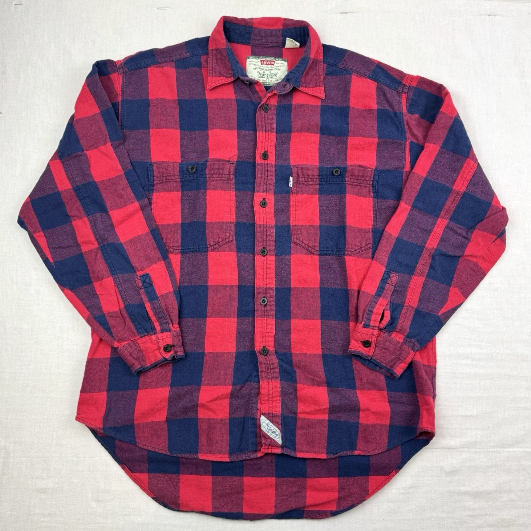 Levi's VINTAGE Levi's Button-Up Shirt Adult Medium Red Plaid Outdoor 90s Mens Size US M / EU 48-50 / 2 - 2 Thumbnail