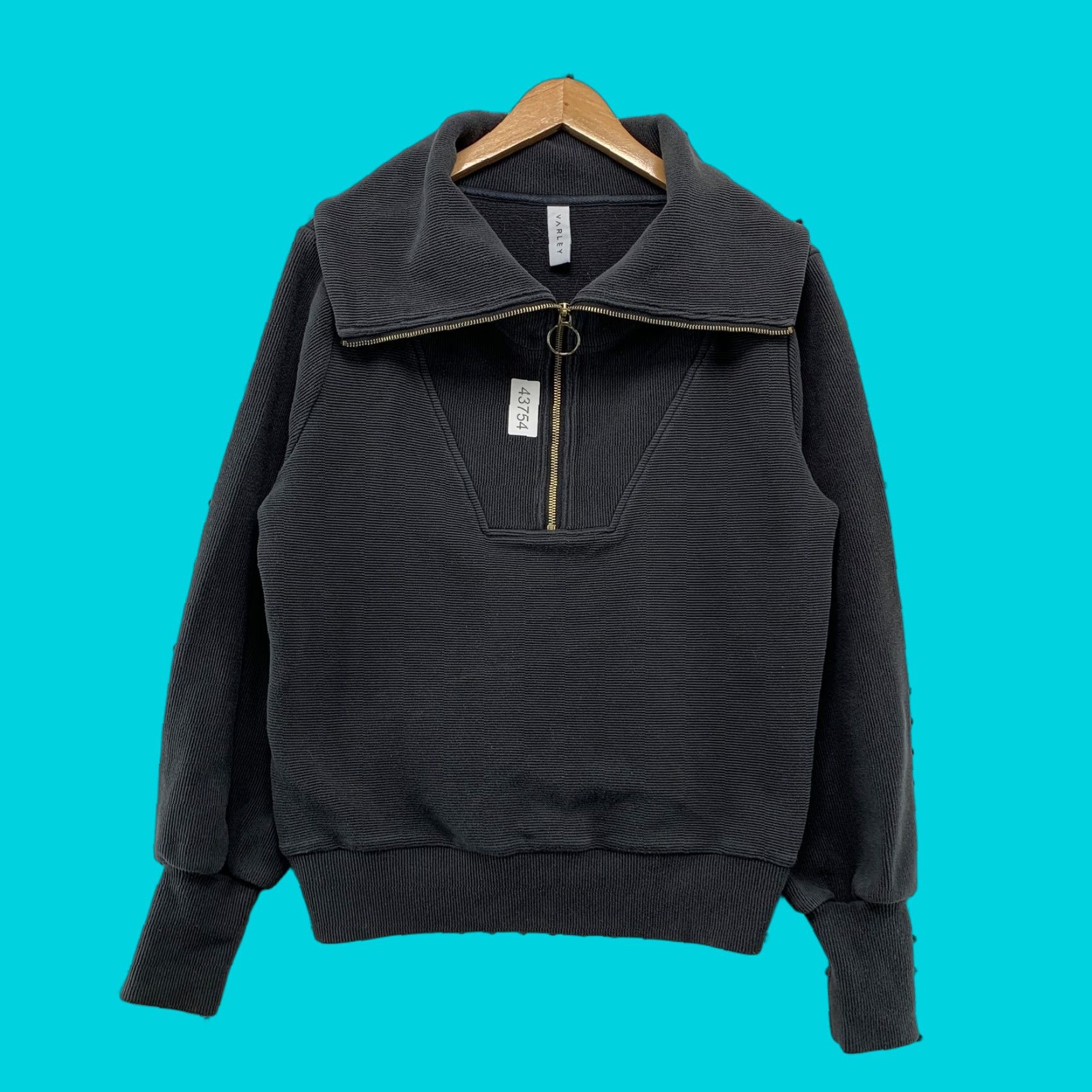 Varley VINTAGE Varley Vine Ribbed Sweatshirt Womens Small Black 1/2 Zip Oversized Collar Size S / US 4 / IT 40 - 1 Thumbnail
