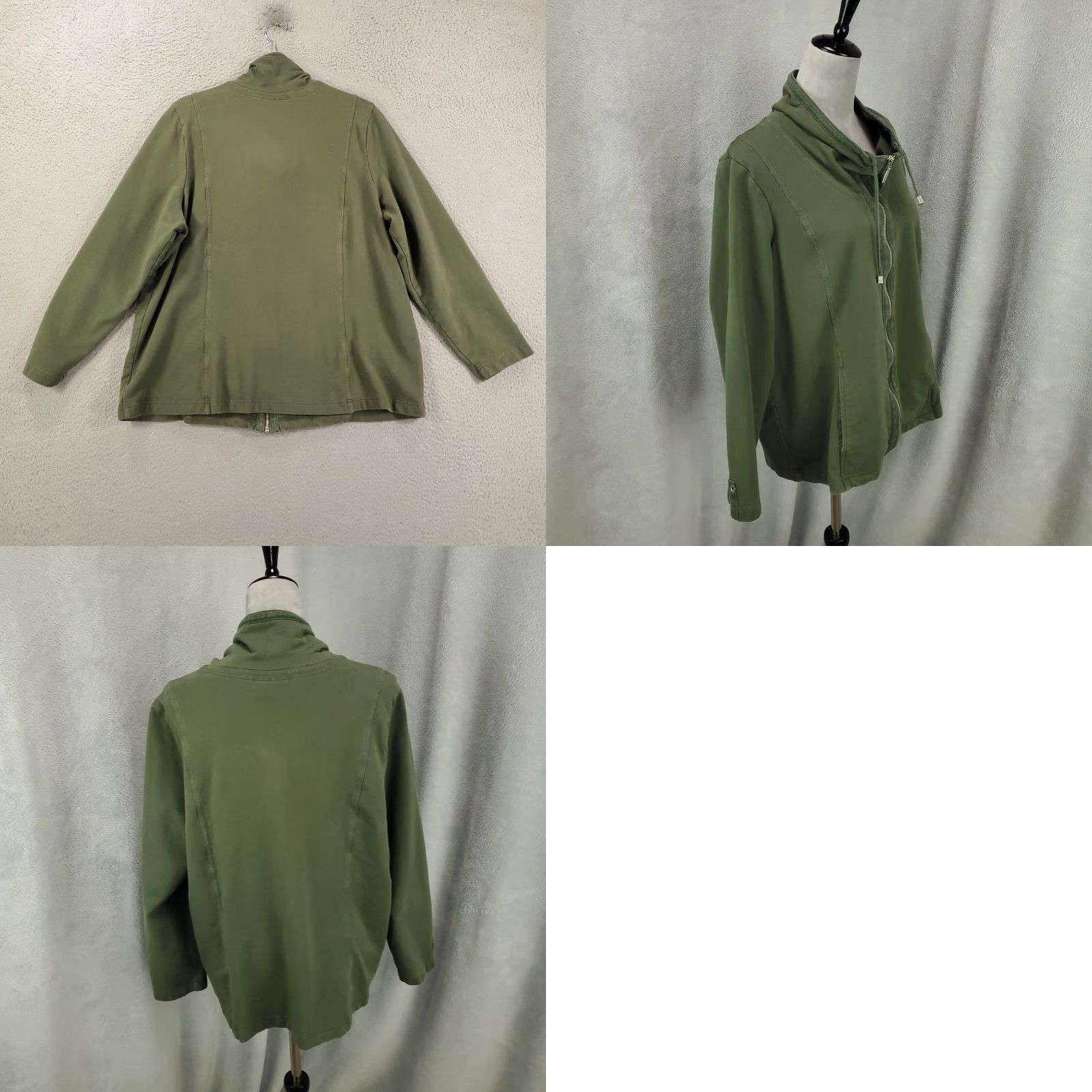 Vintage D&Co Jacket 1X Green Full Zip Knit - Plus Size Casual Jacket with Pockets - Fall Winter Spring Womens Size XL / US 12-14 / IT 48-50 - 8 Thumbnail