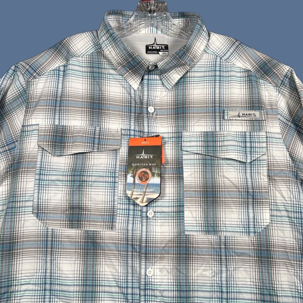 Habitat Habit Boritas Bay Celestial River Shirt Mens XXL Fishing Long Sleeve Button Down Size US XXL / EU 58 / 5 - 1 Thumbnail