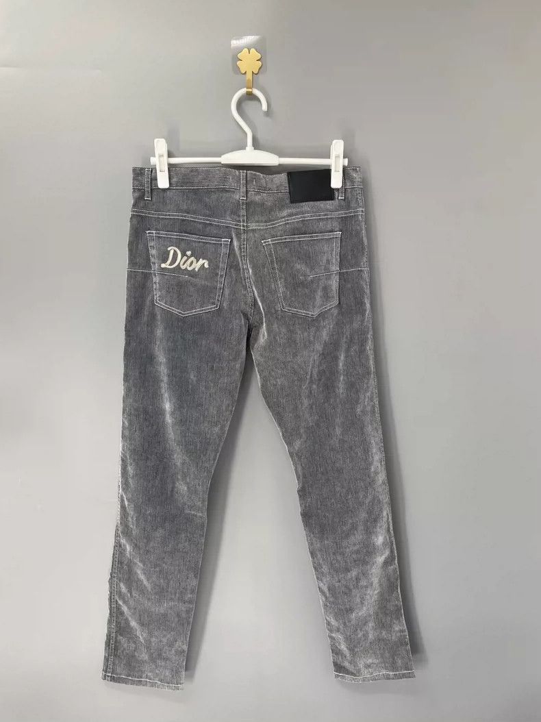 Dior Dior Gray Velvet Embroidered Denim Pants-2505 Size US 30 / EU 46 - 2 Thumbnail