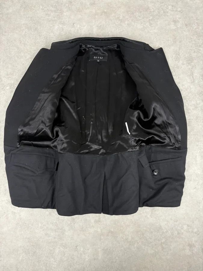 Gucci FW2003 Gucci Black Asymmetrical Buttoned Officer Classy Wool Jacket Size US S / EU 44-46 / 1 - 7 Thumbnail