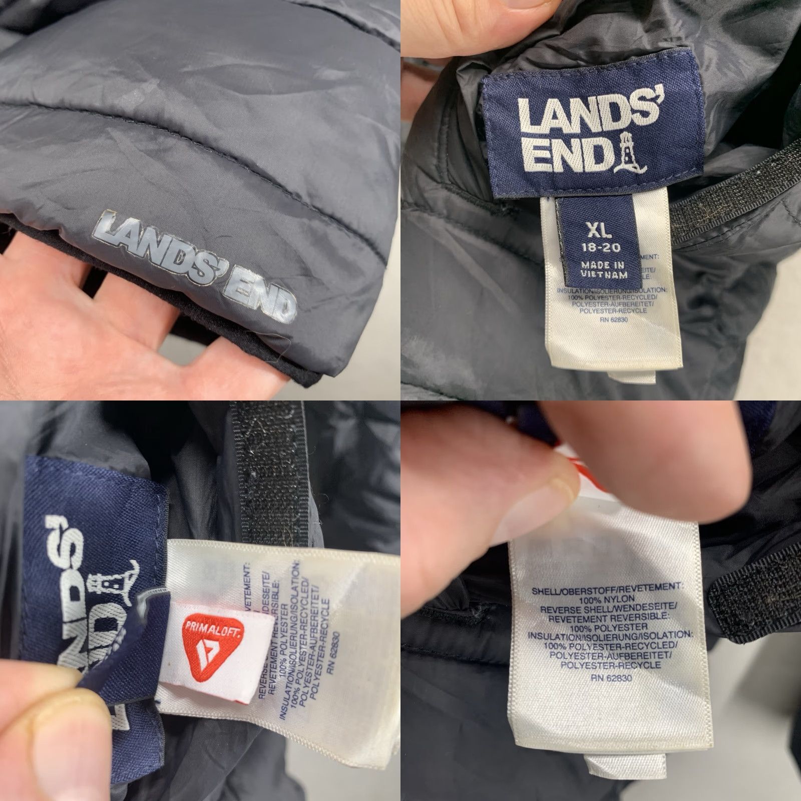 Lands' End Lands' End Jacket Women's Large 14-16 Quilted Puffer Coat Black Primaloft Nylon Softshell Zip Snap Insulated Reversible Pockets Mid-Length Size L / US 10 / IT 46 - 9 Thumbnail