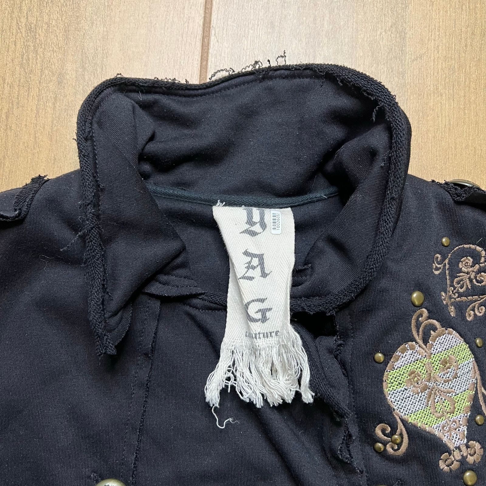 Vintage RAG COUTURE Jacket Womens M Black Embroidered Studded Y2K Size M / US 6-8 / IT 42-44 - 4 Thumbnail