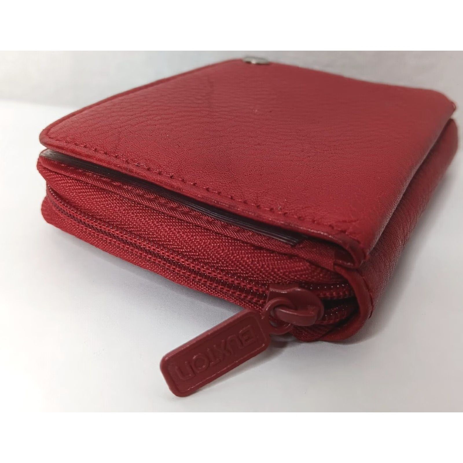 Vintage VINTAGE Buxton Wallet Womens Red Leather Zipper Small Cardholder Keychain Pebbled Photo holder 3x4 3" 4" Zip-Around Size ONE SIZE - 3 Thumbnail