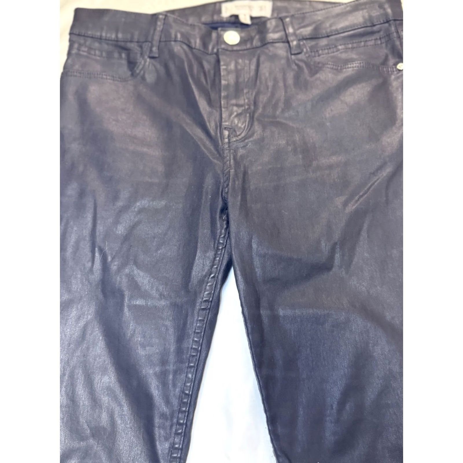 Mango Mango Belle Dark Blue Cotton Pants Stretch Fit Shimmer Women’s 8 Size 30" / US 8 / IT 44 - 2 Thumbnail