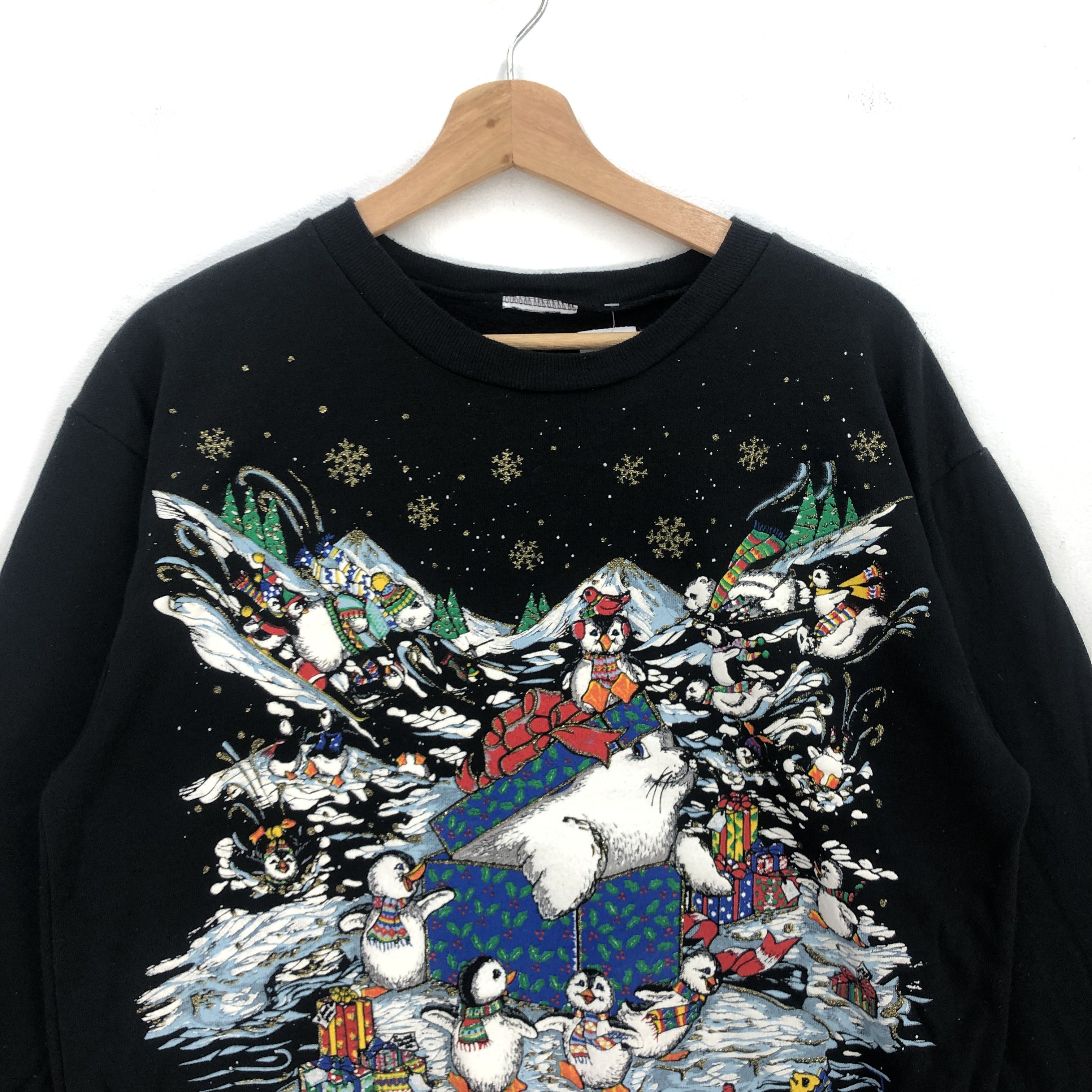 Vintage Vintage 90s Penguin Sweatshirt Playing Snow Sweater Jumper Size US L / EU 52-54 / 3 - 2 Thumbnail