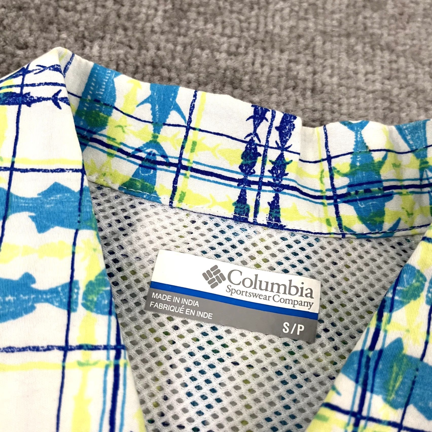 Vintage COLUMBIA Shirt Mens Small White Blue Yellow PFG Fishing Button Up Short Sleeve Size US S / EU 44-46 / 1 - 4 Thumbnail