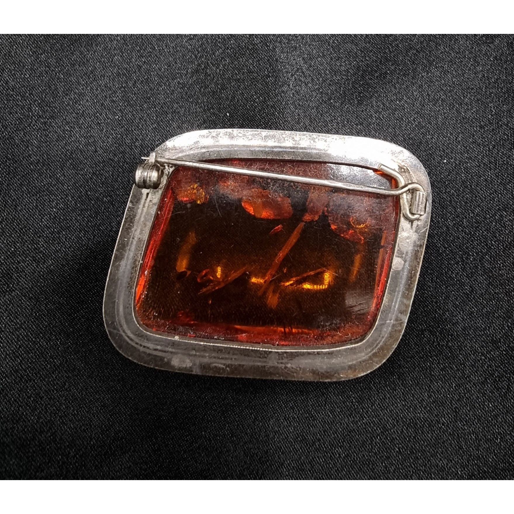 Vintage Vintage Genuine Amber Sterling Silver Pin Brooch Size ONE SIZE - 6 Thumbnail