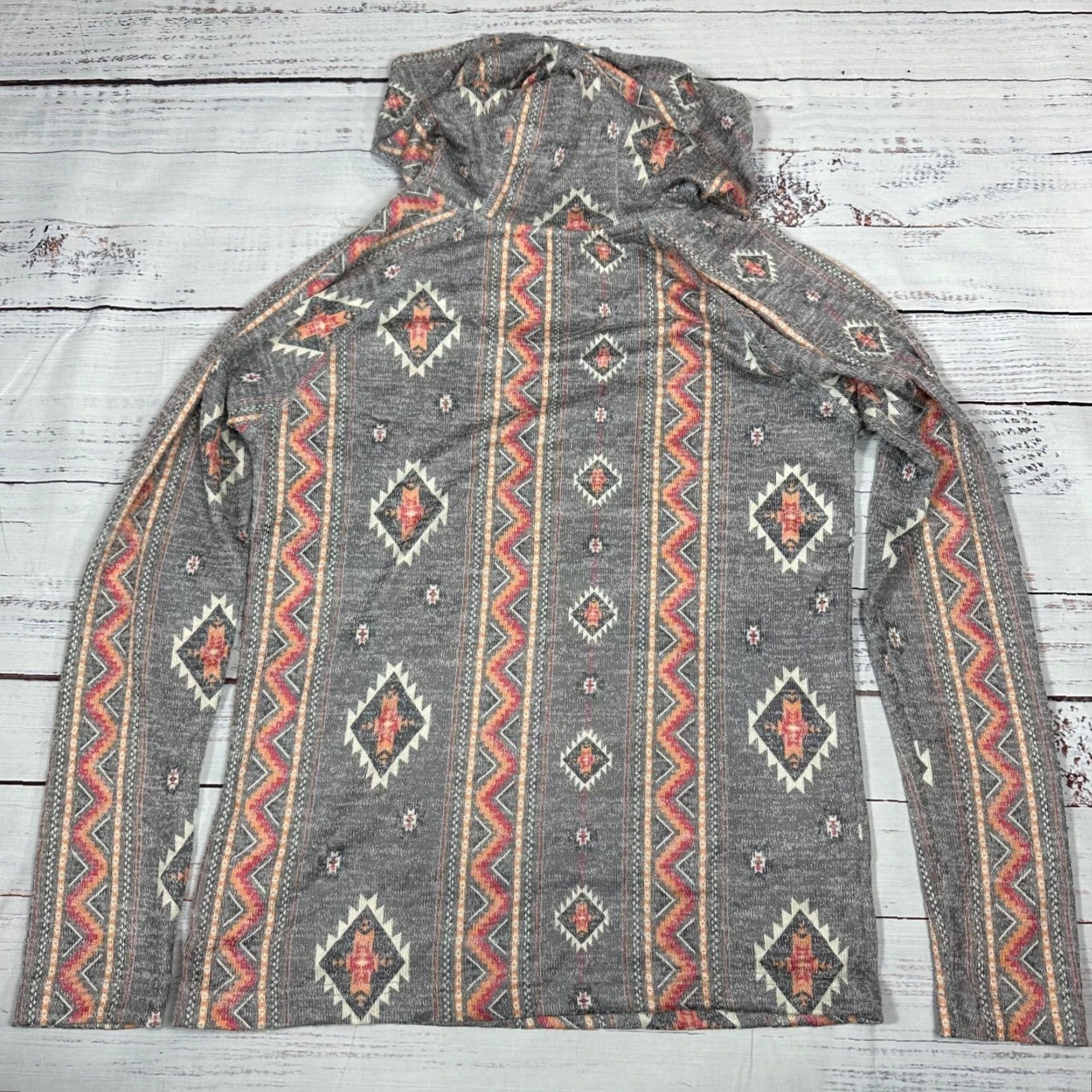 Vintage Panhandle Womens Hoodie Top Size S Gray Southwestern Print Pocket Drawstring Size S / US 4 / IT 40 - 5 Thumbnail