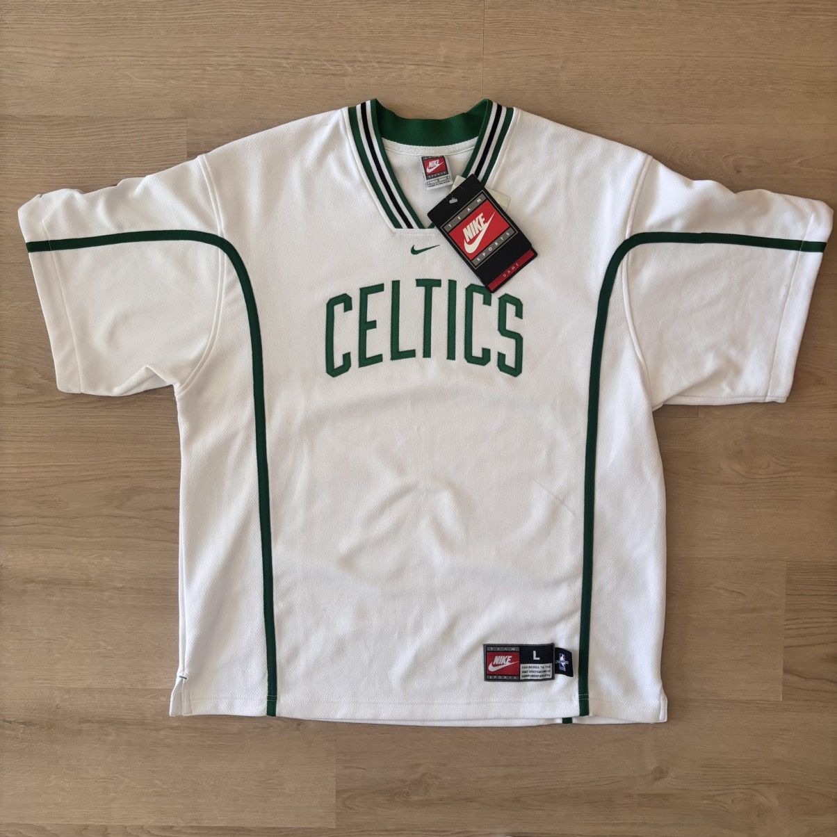 Nike 90s Nike Boston Celtics NBA Authentic Warm-Up Jersey Shirt Size US L / EU 52-54 / 3 - 12 Thumbnail