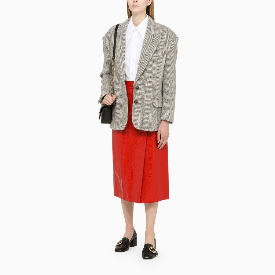 Gucci o1d2blof0824 Leather Midi Skirt in Red Size 28" / US 6 / IT 42 - 2 Thumbnail