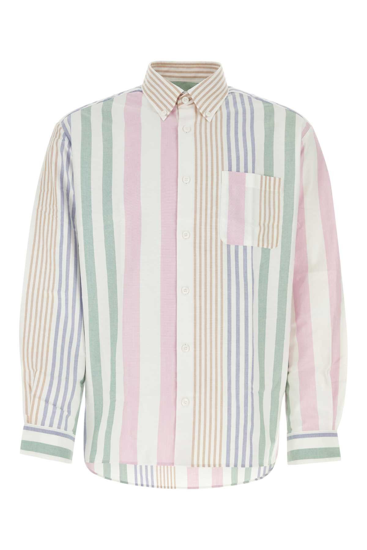 image of A P C Embroidered Oxford Mateo Shirt in Stripped, Men's (Size Medium)