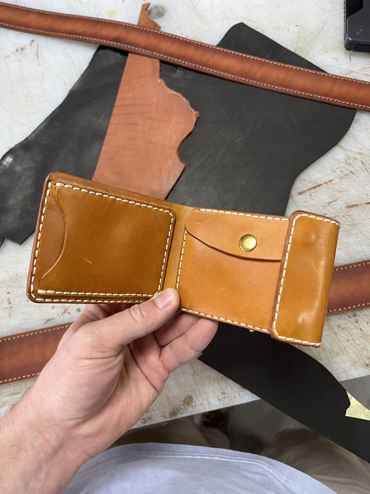 Other Handmade Leather Wallet Card Holder Brown Slim Bifold Craft Size ONE SIZE - 2 Thumbnail