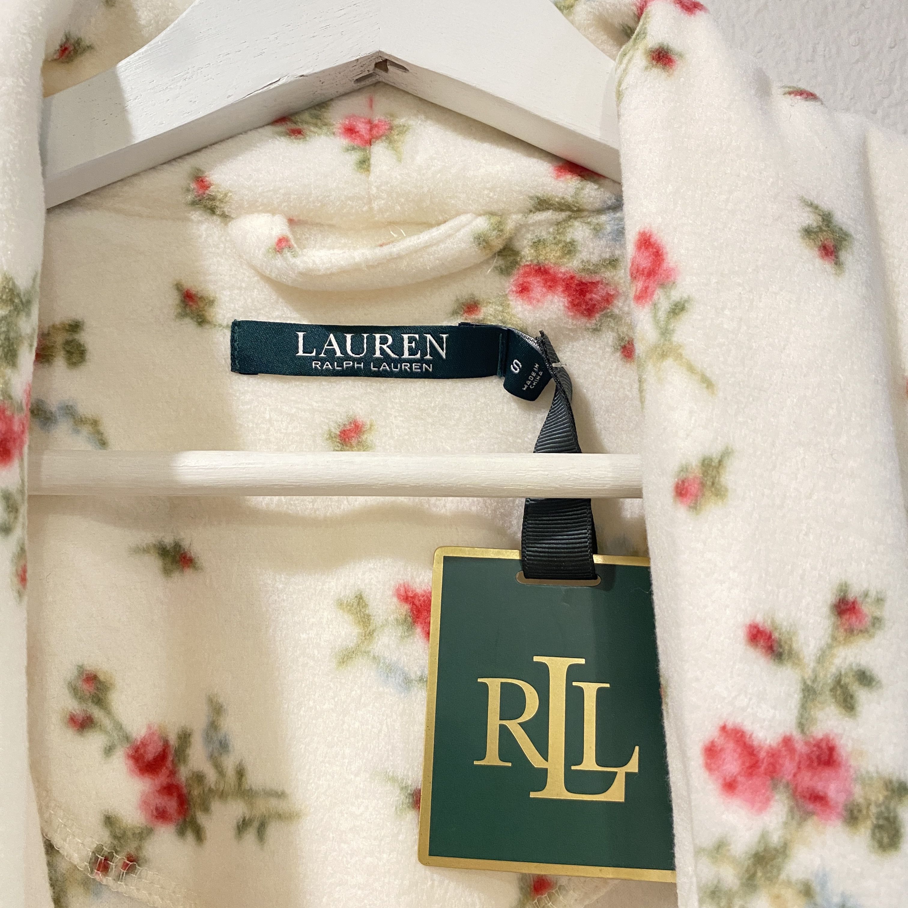 Ralph Lauren Lauren Ralph Lauren Ivory Floral Fleece Wrap Robe Size S / US 4 / IT 40 - 3 Thumbnail