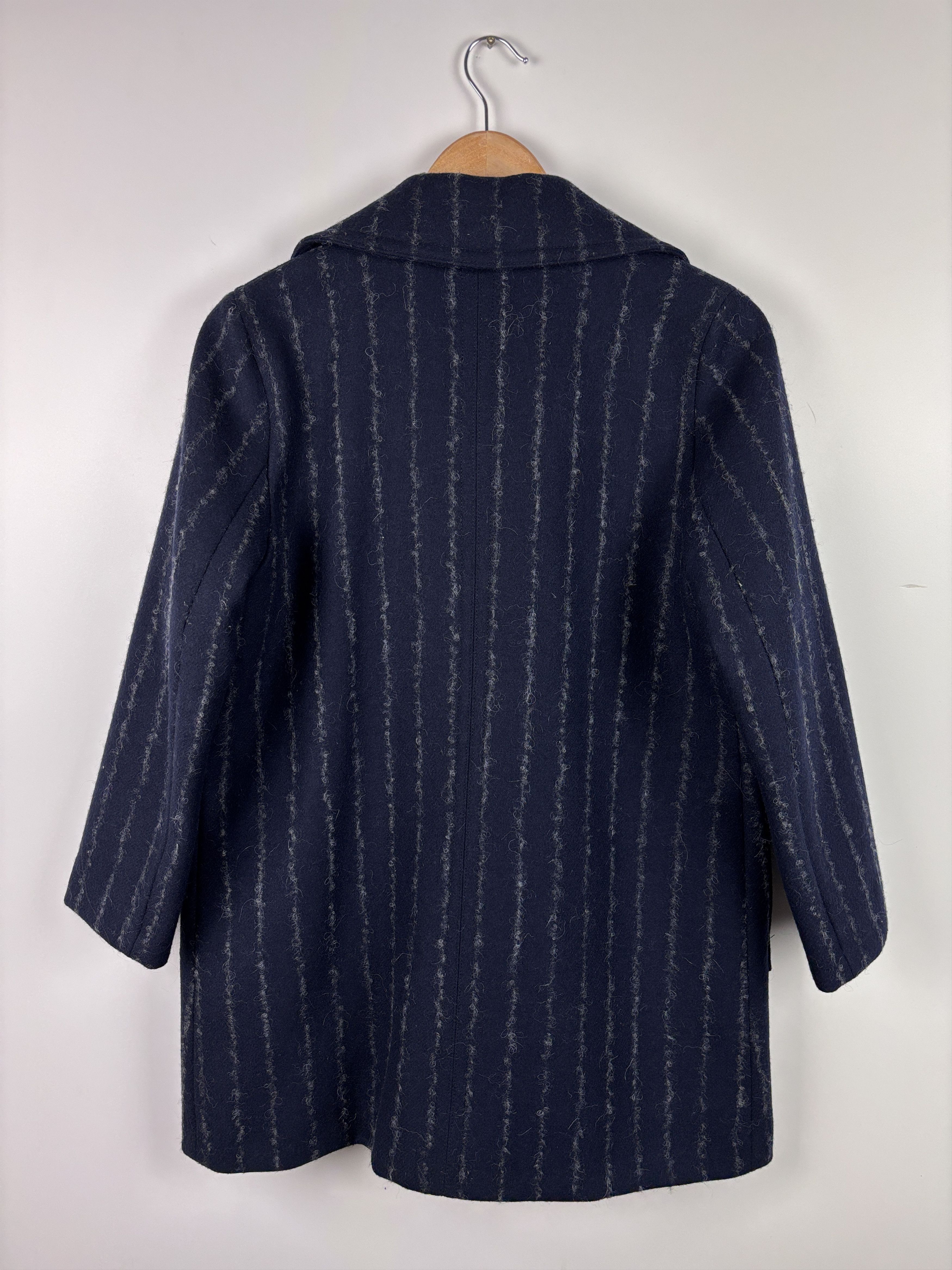 Gerard Darel Paris Double Breasted Wool Coat Navy Blue 38