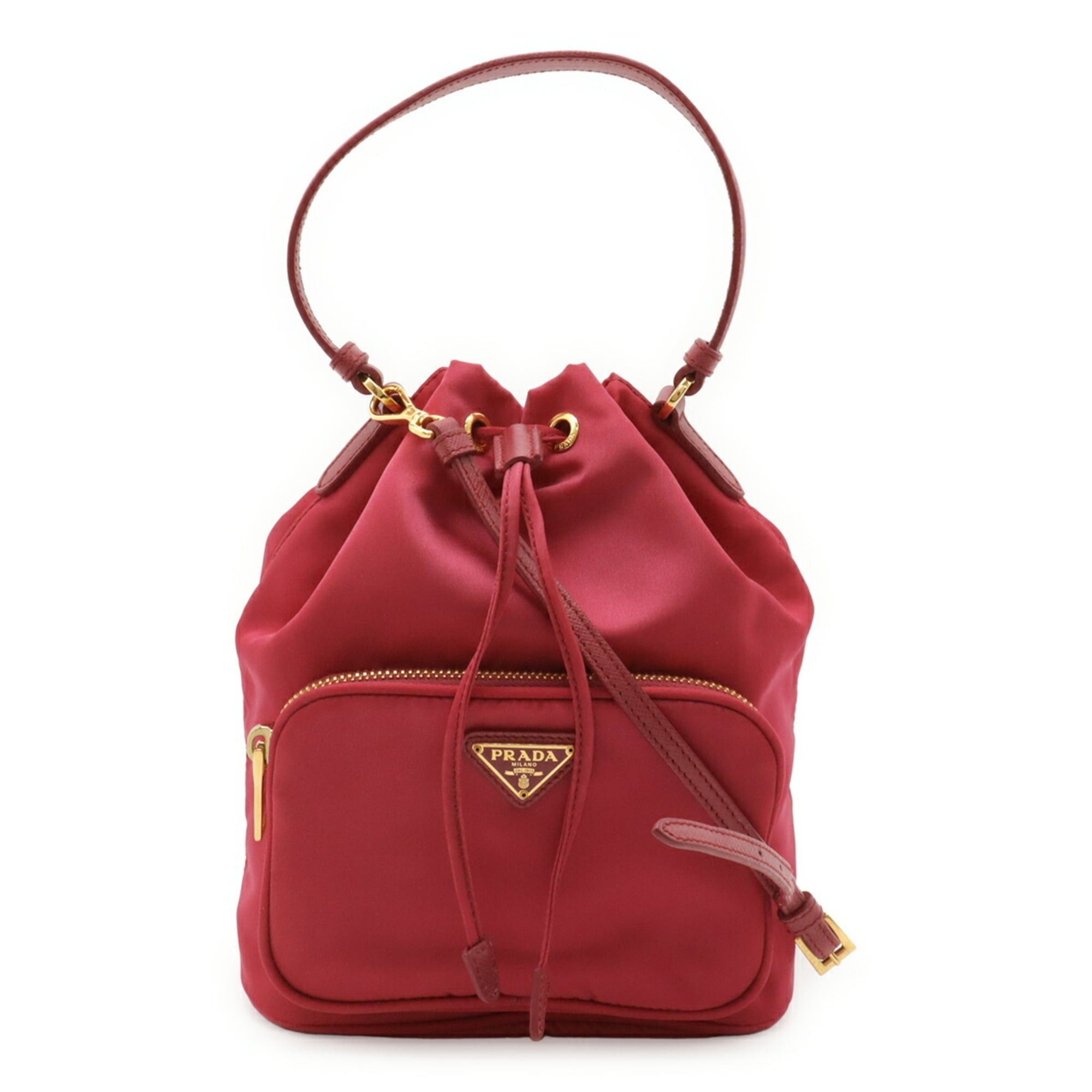 Prada Prada handbag bucket bag shoulder nylon leather pink 1BH038 Size ONE SIZE - 1 Thumbnail