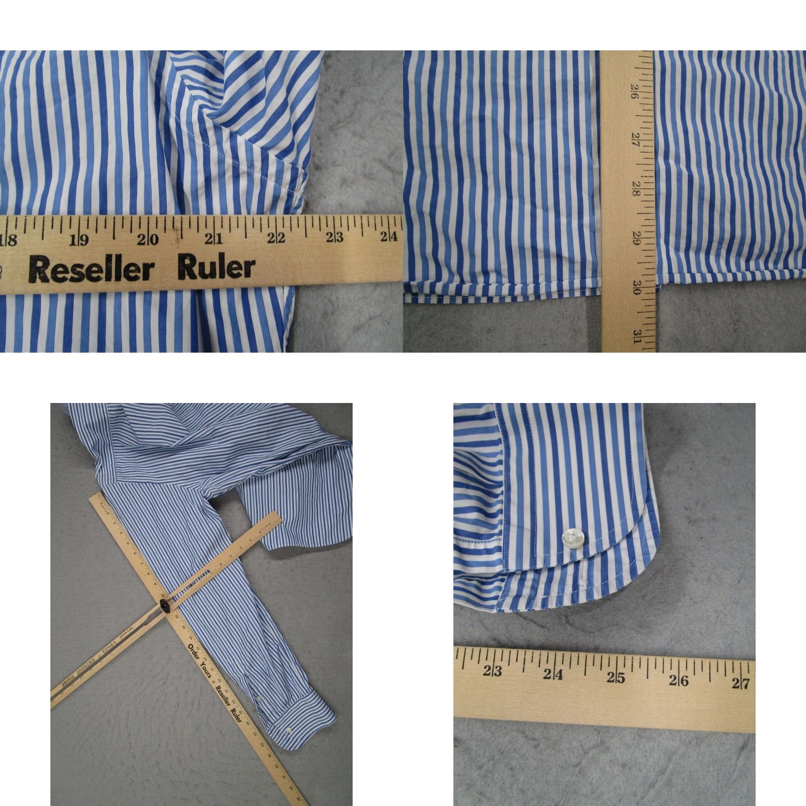 Vintage Luciano Barbera Shirt Men Large Blue White Striped Club Collar Button Down Italy Size US L / EU 52-54 / 3 - 8 Thumbnail