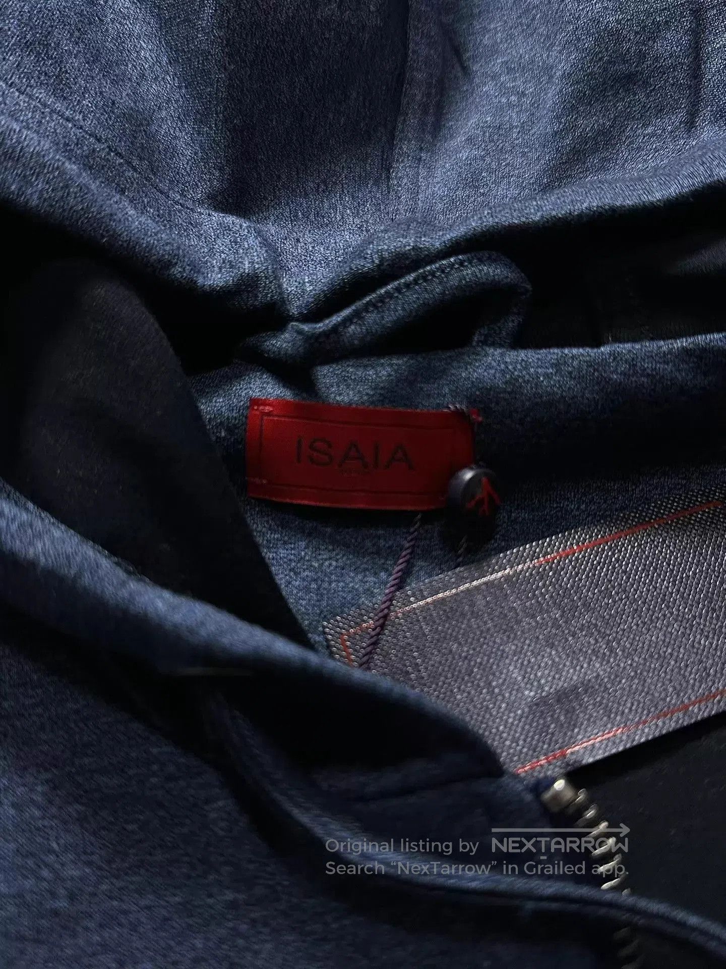 Isaia Blue Zip-Up Hoodie with Black Panel. Size US S / EU 44-46 / 1 - 3 Thumbnail