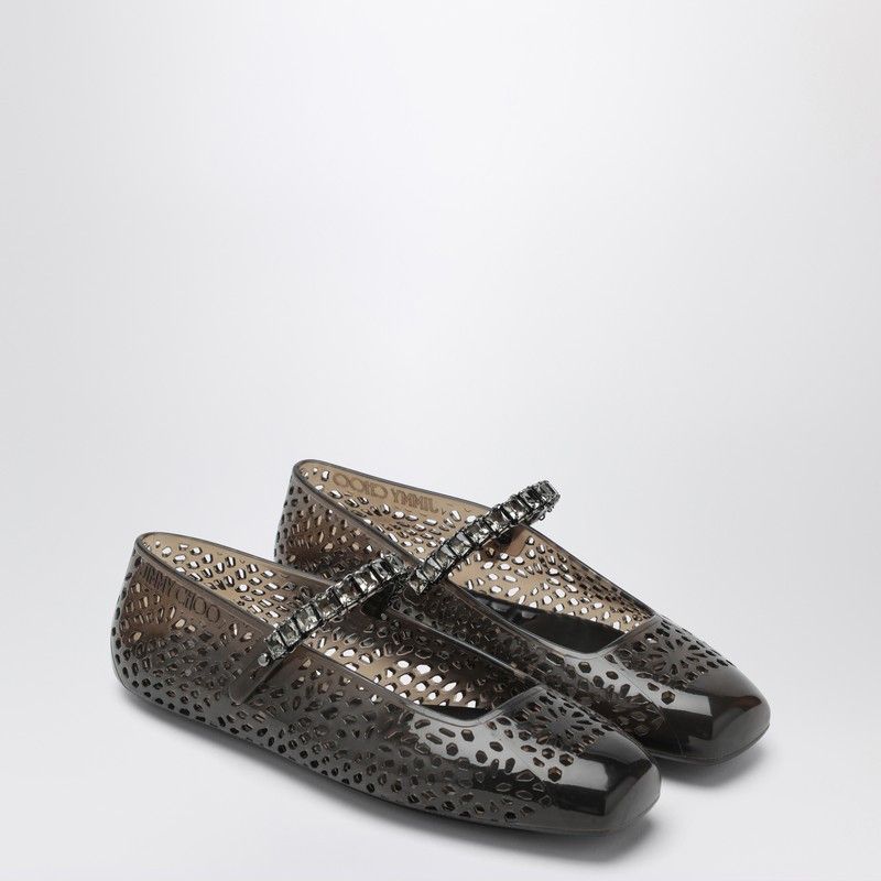 Jimmy Choo Jimmy Choo The Jelly Transparent Black Ballet Flats With Crystals Size US 9 / IT 39 - 1 Thumbnail