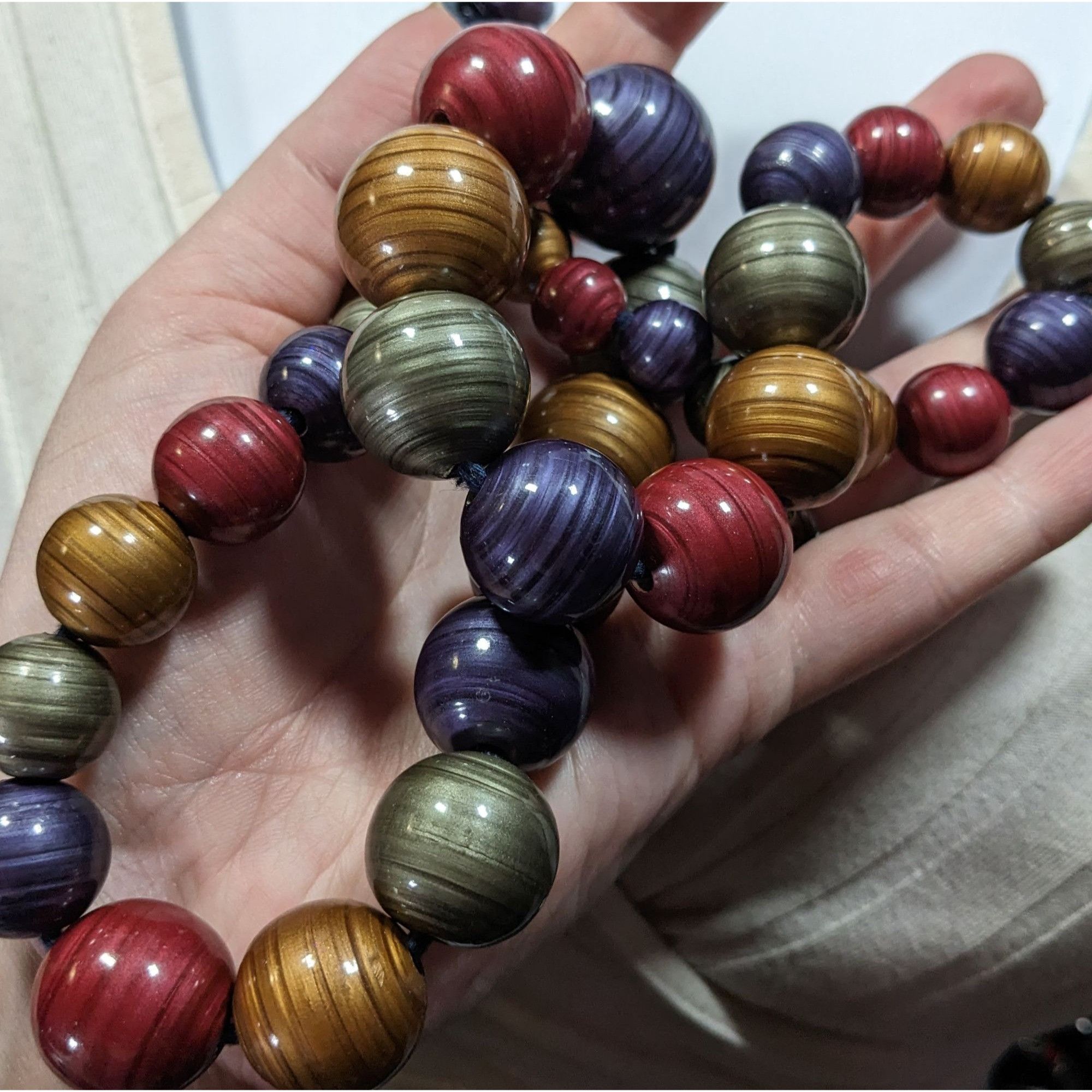 Other Vintage Jewel Tone Metallic Swirl Beaded Necklace Size ONE SIZE - 6 Thumbnail