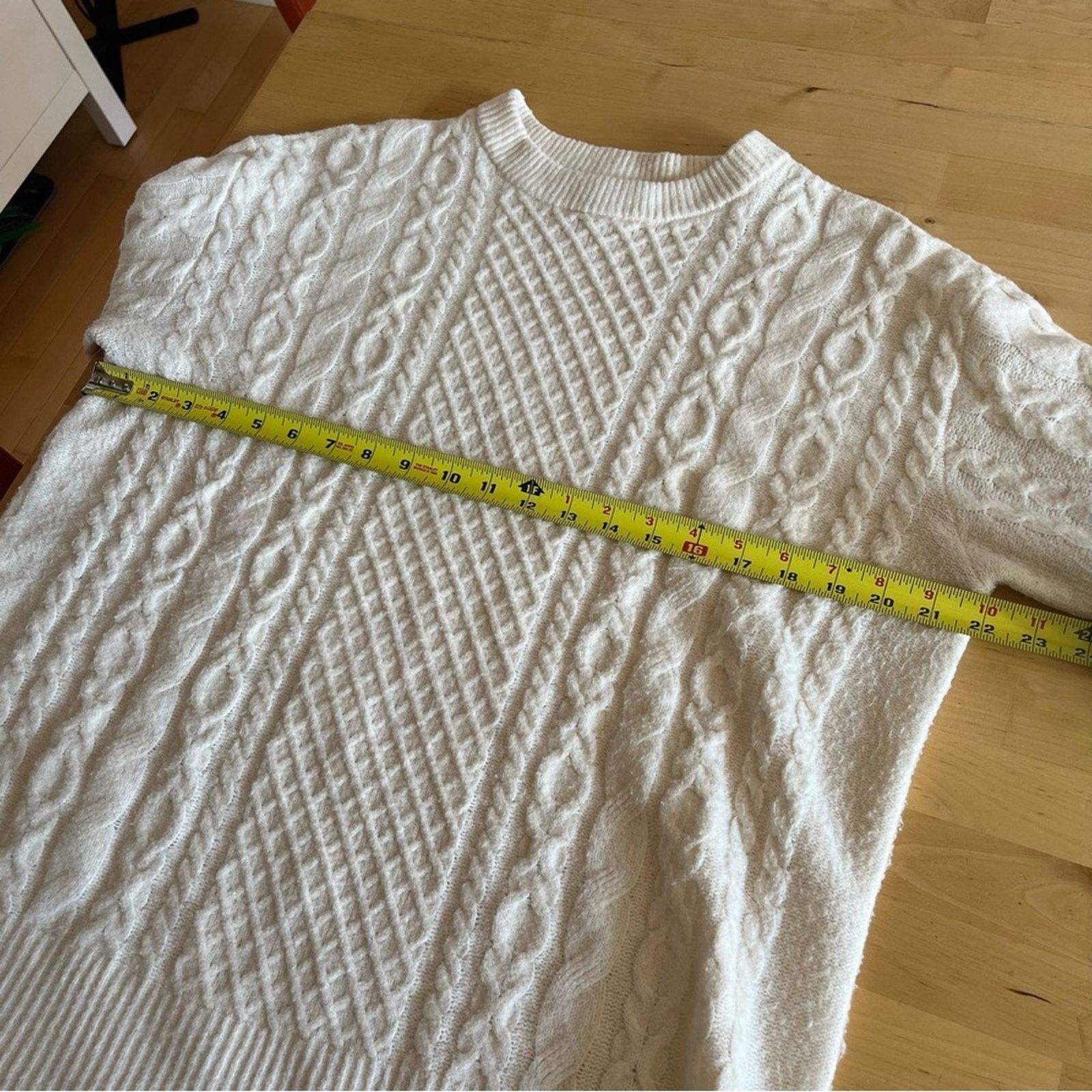 Other A New Day Sweater Size L Oversized Cream Chunky Cable Knit Size L / US 10 / IT 46 - 6 Thumbnail
