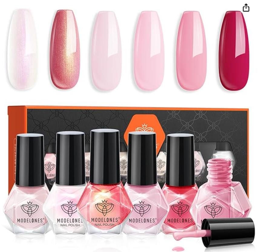 NBDN Nobrandedon Nail Polish 6 Colors Hot Pink White Nude Pink Shimmer Size ONE SIZE - 1 Thumbnail