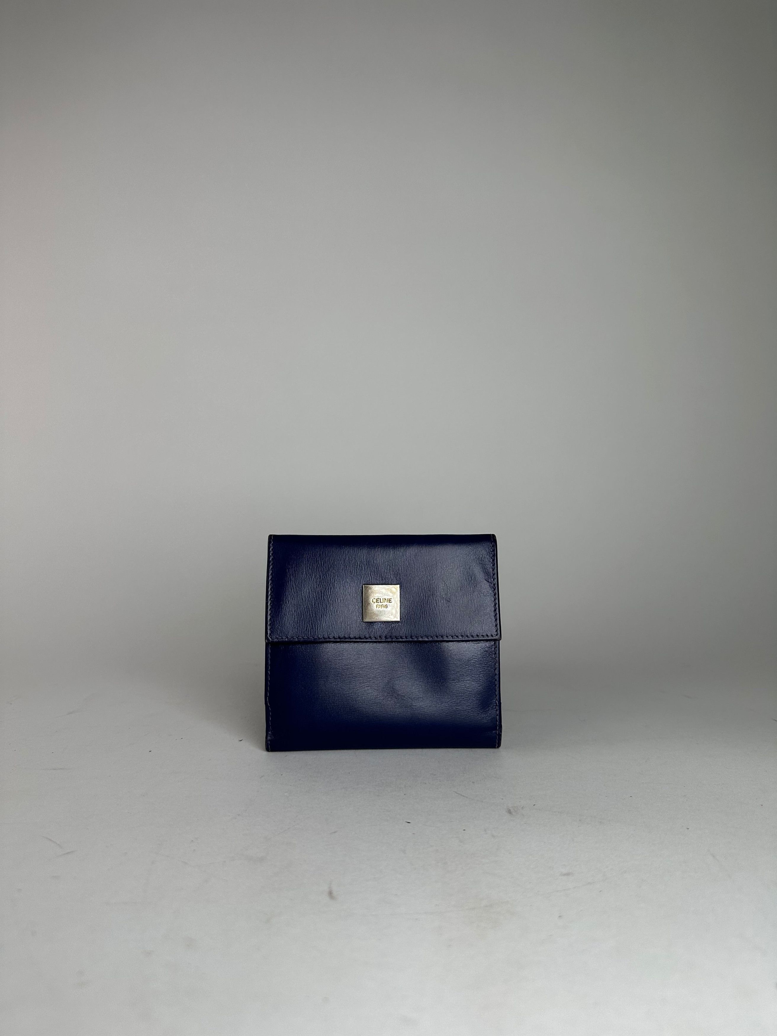 Celine Vintage Paris Leather Wallet Blue Size ONE SIZE - 1 Thumbnail