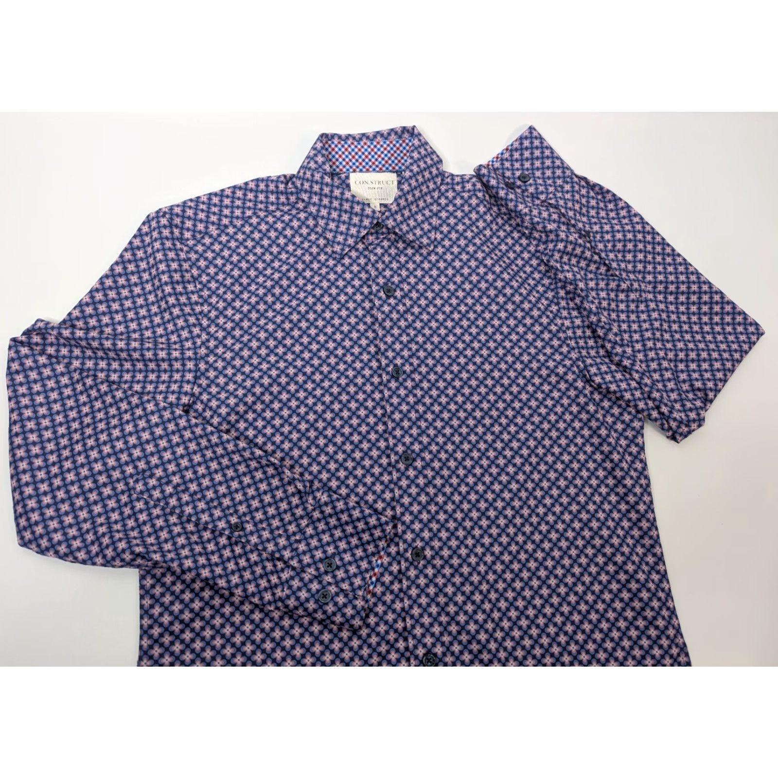 Vintage Con.struct Shirt Slim Fit Purple Floral 4 Way Stretch Flip Cuffs L/S Size Small Size US S / EU 44-46 / 1 - 2 Thumbnail