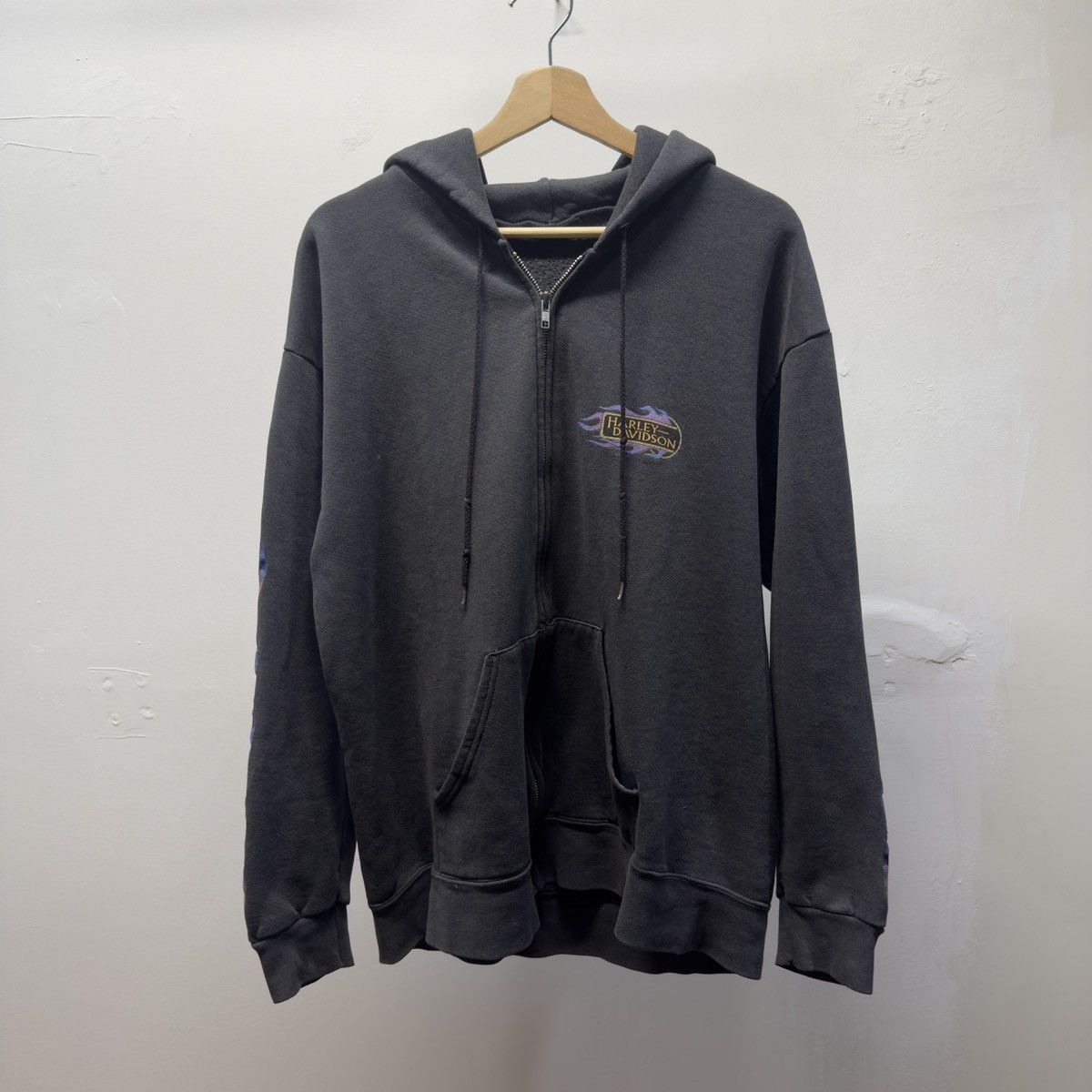 Harley Davidson Harley Davidson Flame Zip Hoodie ERD Grunge Chrome WCC Size US L / EU 52-54 / 3 - 3 Thumbnail