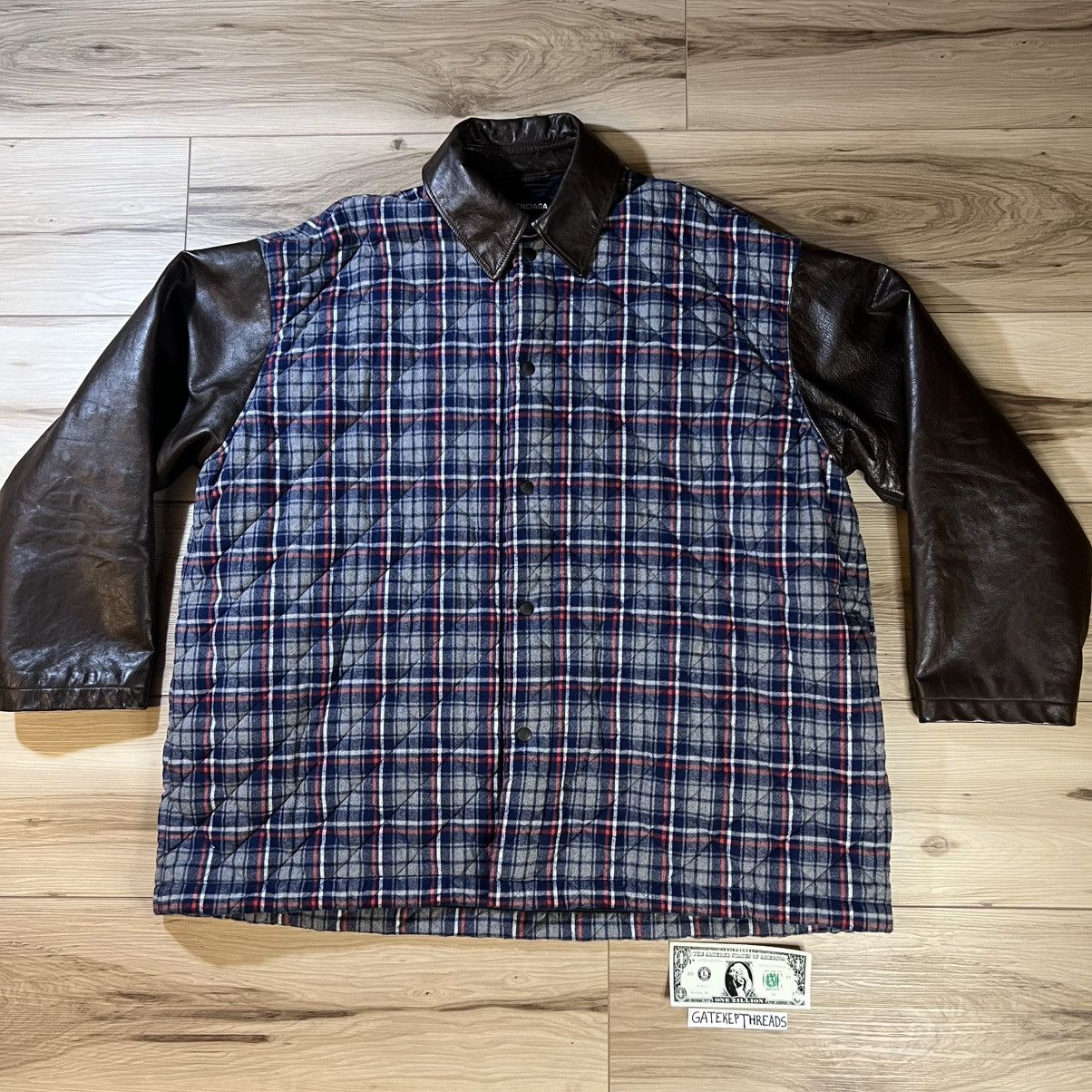 Balenciaga Balenciaga Twinset Plaid Leather Jacket FW18 (NO VEST) Size US L / EU 52-54 / 3 - 1 Thumbnail