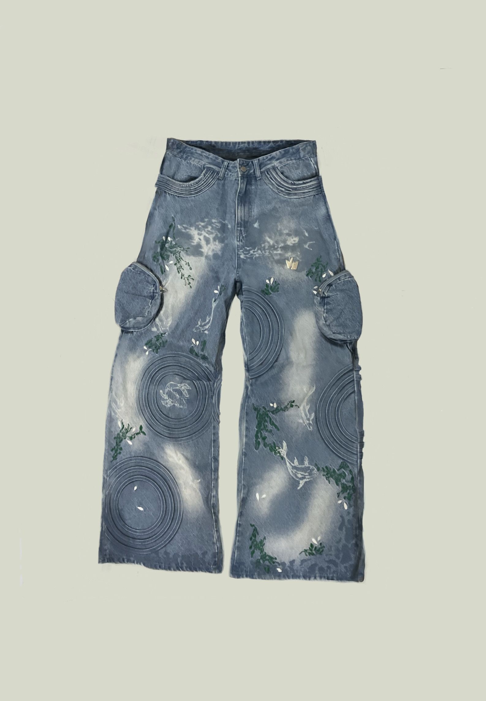 Other MORRETTO Baggy Jeans water design Size US 29 - 1 Thumbnail