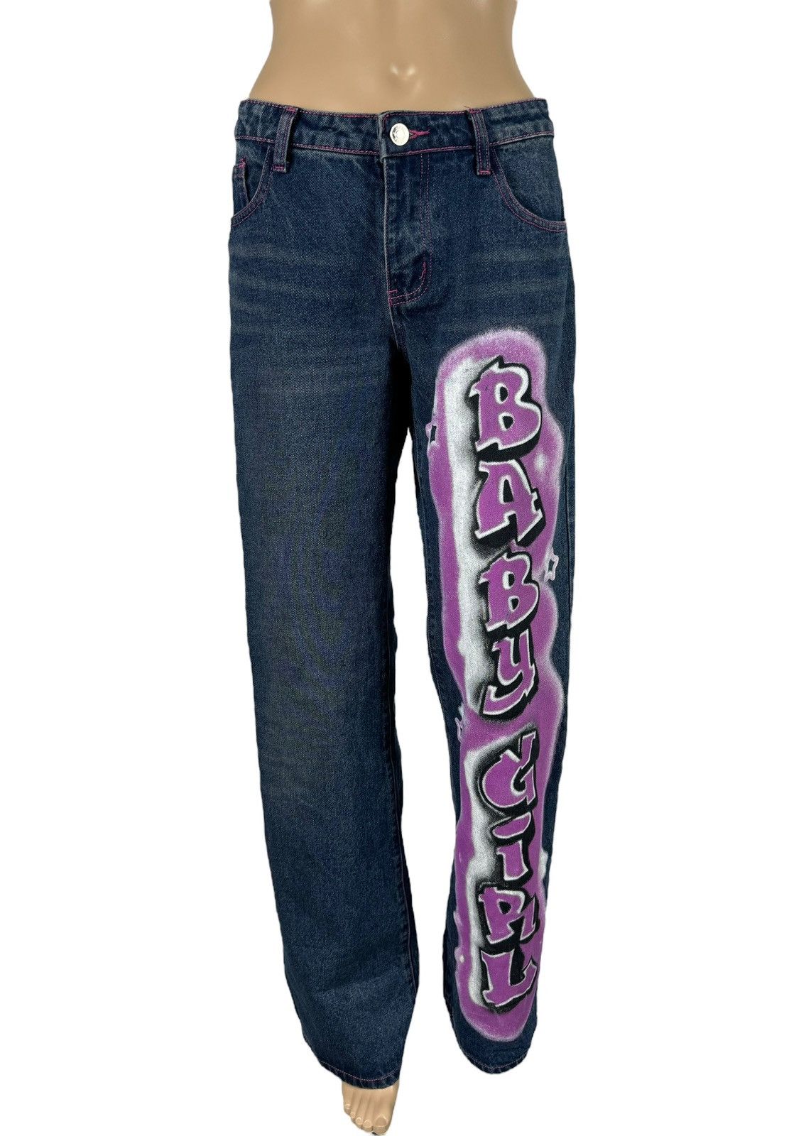 Jaded London Jaded London Stright Jeans Baby Girl Graffiti Printed Size 30" / US 8 / IT 44 - 2 Thumbnail
