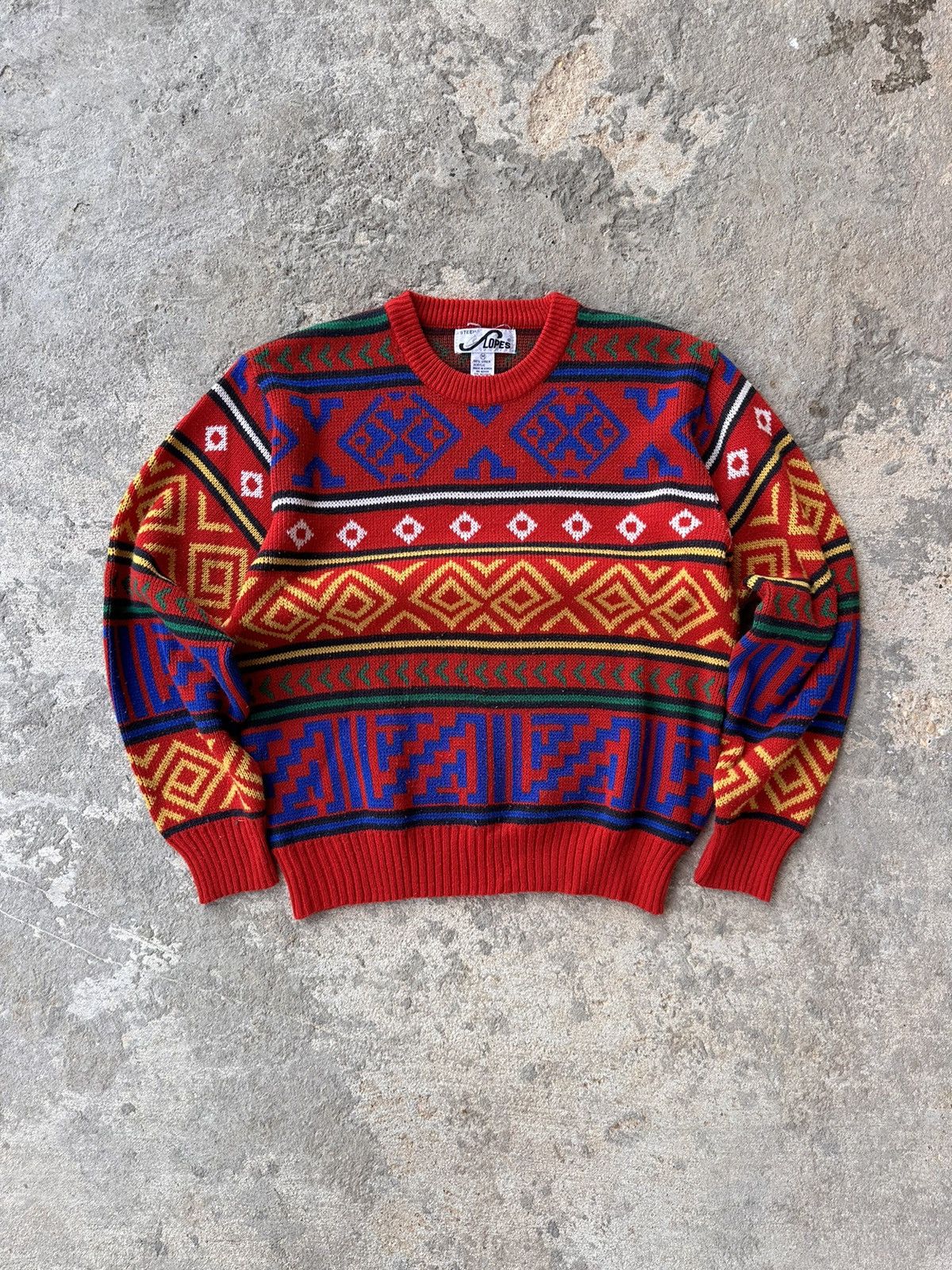 Designer × Vintage 90s Slopes Aztec Pattern Sweater Size US M / EU 48-50 / 2 - 1 Thumbnail